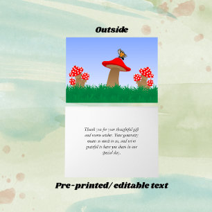 Whimsical Mushroom Personalised Thank You Card