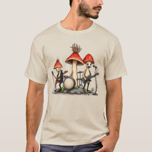 Whimsical Mushroom Rock Band Cottagecore Music Nat T-Shirt