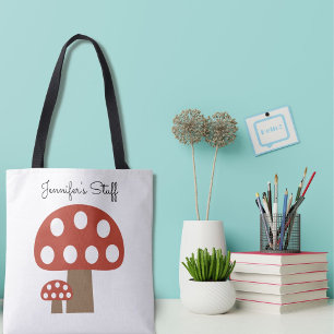 Whimsical mushroom tote bag
