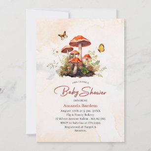 Whimsical Mushroom Watercolor  Baby shower Invitation