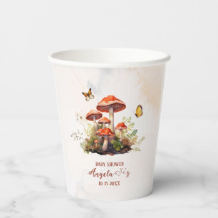 Whimsical Mushroom Watercolor baby shower Paper Cups