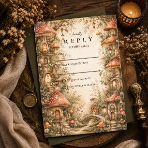 Whimsical Mushroom Woodland Wedding RSVP Card