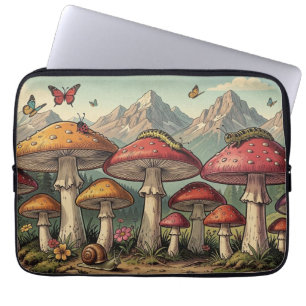 Whimsical Mushrooms and Mountain Tops Laptop Sleeve