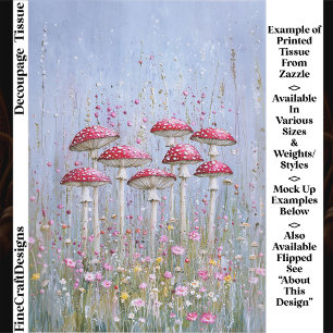 Whimsical Mushrooms & Wildflowers ES2L Decoupage Tissue Paper