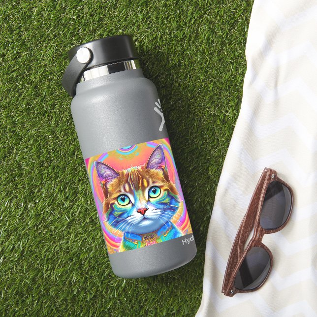 Whimsical Mystical Colourful Cat (HydroFlask Insitu)