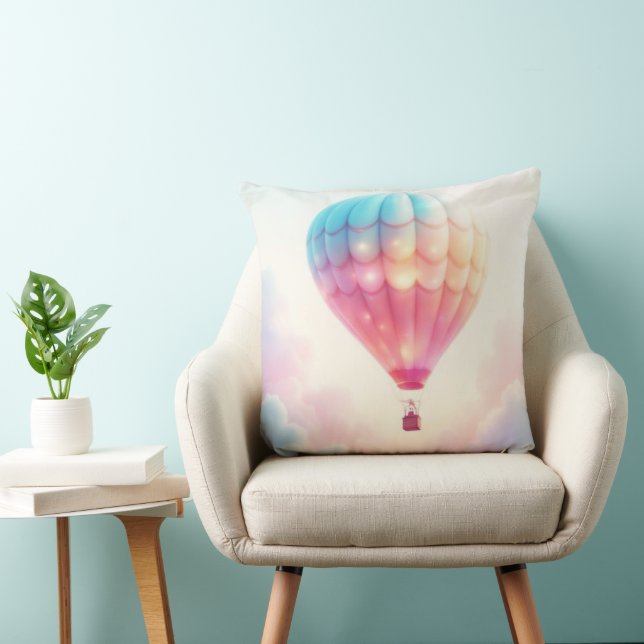 Whimsical Mystical Flying Air Balloon Light Colors Cushion (Chair)