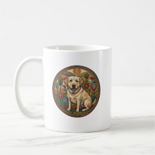 Whimsical Naive Art Yellow Labrador Coffee Mug