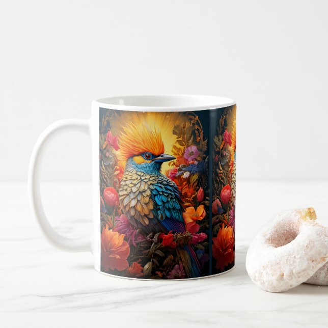 Whimsical Nature Blue Bird No 2 Coffee Mug (With Donut)