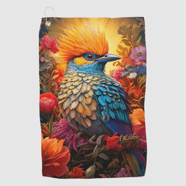 Whimsical Nature Blue Bird No 2 Golf Towel (Front)