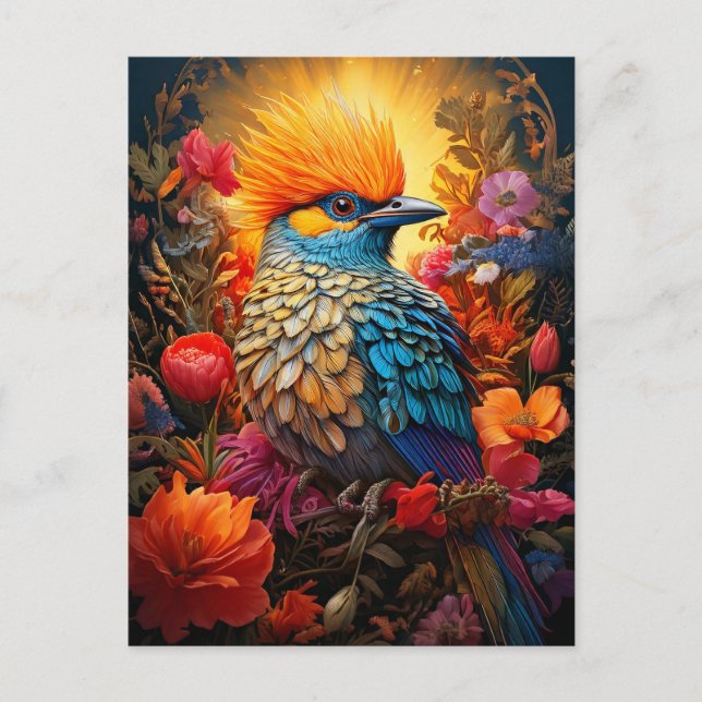 Whimsical Nature Blue Bird No 2 Postcard (Front)
