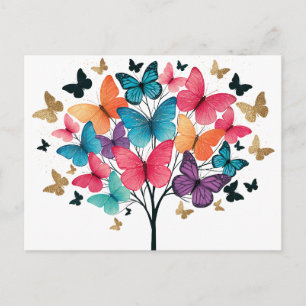 Whimsical Nature Butterfly Tree of Life Announcement Postcard