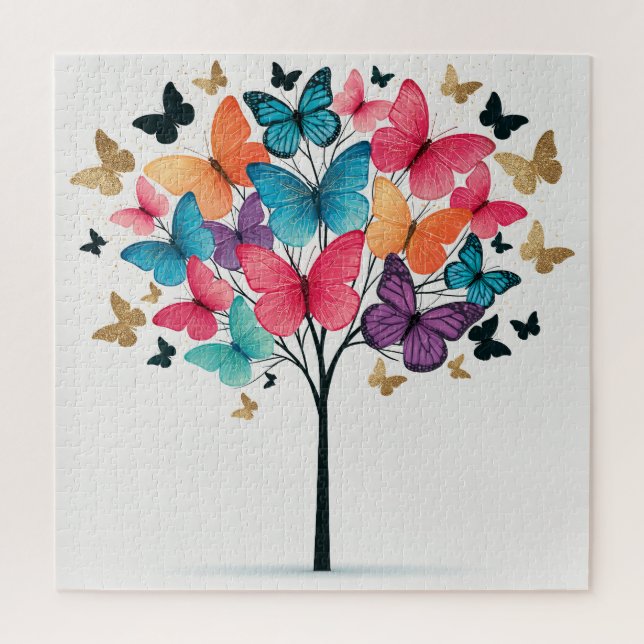 Whimsical Nature Butterfly Tree of Life Jigsaw Puzzle (Vertical)