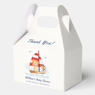 Whimsical Nautical Wild Lion Sailboat Baby Shower Favour Box
