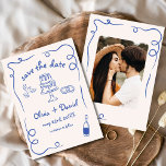 Whimsical Navy Blue Hand Drawn Wedding Photo Save The Date<br><div class="desc">Set the tone for your wedding with this whimsical hand-drawn save the date photo card! Featuring delicate, artistic details and a personalised photo, this design beautifully blends creativity and charm. The soft, elegant typography enhances the romantic theme, while the customisable details ensure it aligns perfectly with your special day. Ideal...</div>