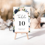 Whimsical Navy & Blush Floral Script Wedding Table Number<br><div class="desc">Modern and elegant design printed Whimsical Arch Frame Navy Blue & Blush Pink Floral Script Wedding Table Number that can be customised with your text and add each table number card to your cart, one by one. Please click the "Customise it" button and use our design tool to modify this...</div>