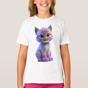 Whimsical Neon Pastel Lynx Kitten Kids T-Shirt