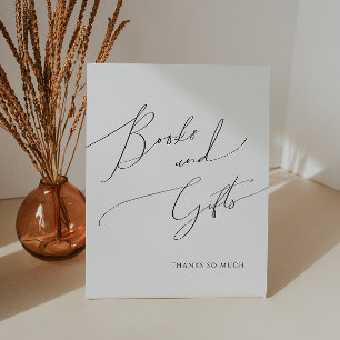 Whimsical Neutral Baby Shower Books and Gifts Pedestal Sign