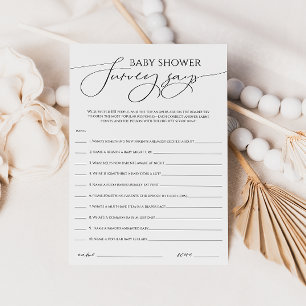 Whimsical Neutral Baby Shower Survey Says Card