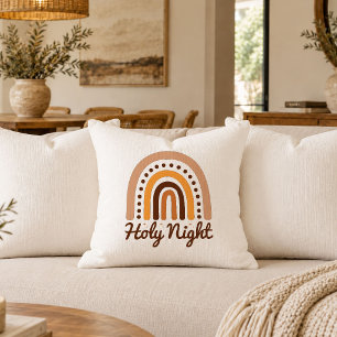 Whimsical Neutral Christmas Rainbow Accent Pillow
