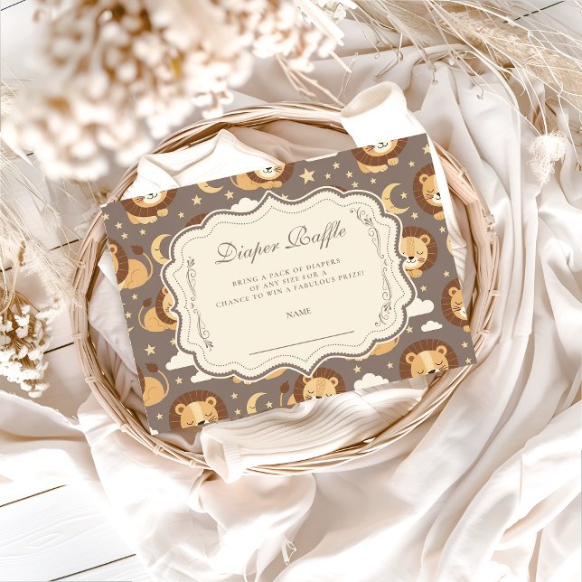 Whimsical Neutral Safari Lion Baby Diapper Raffle Enclosure Card (Creator Uploaded)