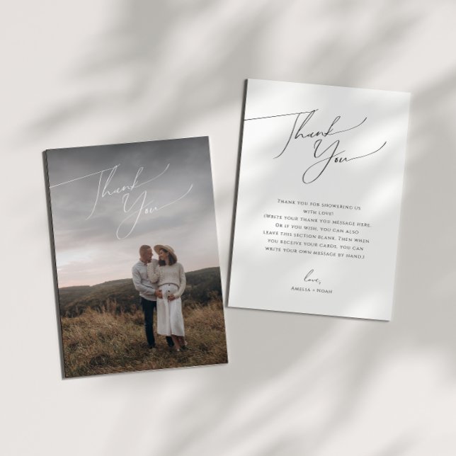 Whimsical Neutral Vertical Photo Baby Shower Thank You Card (Creator Uploaded)