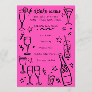 Whimsical NEW YEAR Party Cocktail Drinks Custom Menu