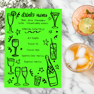 Whimsical NEW YEAR Party Cocktail Drinks Custom Menu