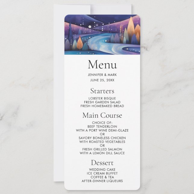 Whimsical Night - River, Trees and Mountains Invitation (Front)