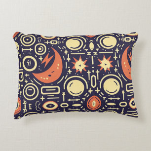 Whimsical Night Sky - Colourful Pattern Design Decorative Cushion