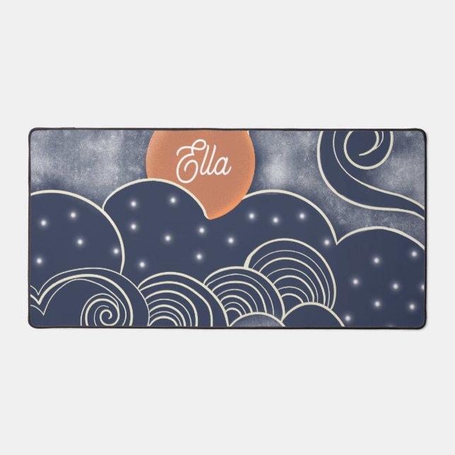 Whimsical Night Sky Desk Mat (Front)