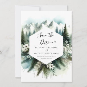 Whimsical Non Photo Mountain Wedding Save The Date