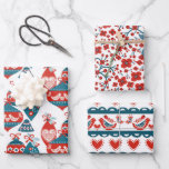 Whimsical Nordic Christmas Ornaments and Deer Wrapping Paper Sheet<br><div class="desc">Wrap up your presents to loved ones with this festive wrapping paper featuring 3 different Nordic style Christmas designs. 1. Colorful Christmas ornaments 2. Reindeer and flowers 3. Whimsical birds and lovehearts Select "Click to customize further" to custom background color or adjust pattern size. Please feel free to contact me...</div>