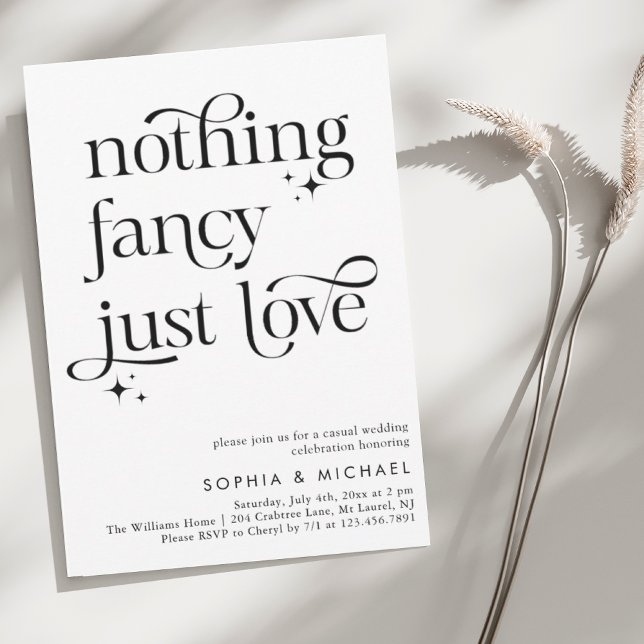 Whimsical Nothing Fancy Just Love Casual Wedding  Invitation (Creator Uploaded)
