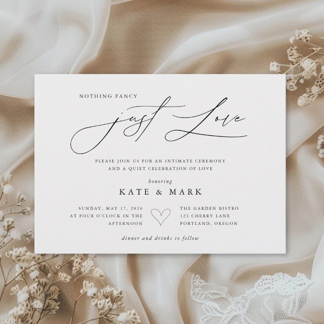 Whimsical Nothing Fancy Just Love Micro Wedding Invitation (Creator Uploaded)