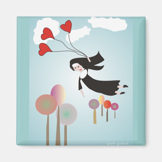 Whimsical Nun Art Gifts Magnet (Front)