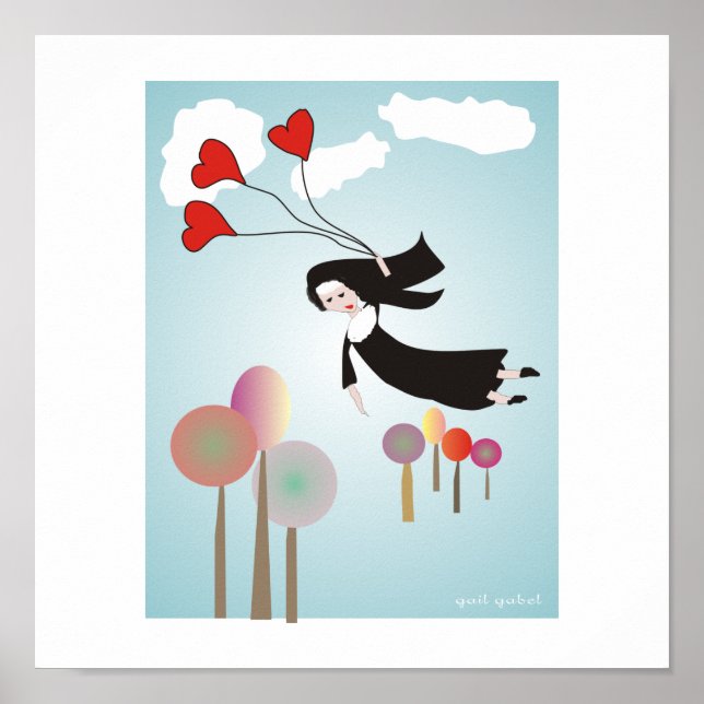 Whimsical Nuns "Soaring Nun" Art Poster (Front)