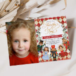 Whimsical Nutcracker Birthday Party Photo Invitation<br><div class="desc">Whimsical nutcracker themed birthday invitation in festive red and gold</div>