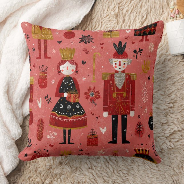 Whimsical Nutcracker Holiday Pattern Cushion (Blanket)