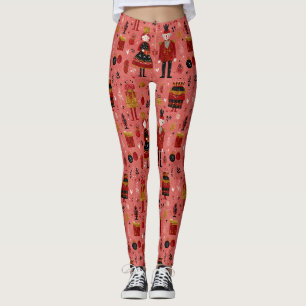 Whimsical Nutcracker Holiday Pattern Leggings