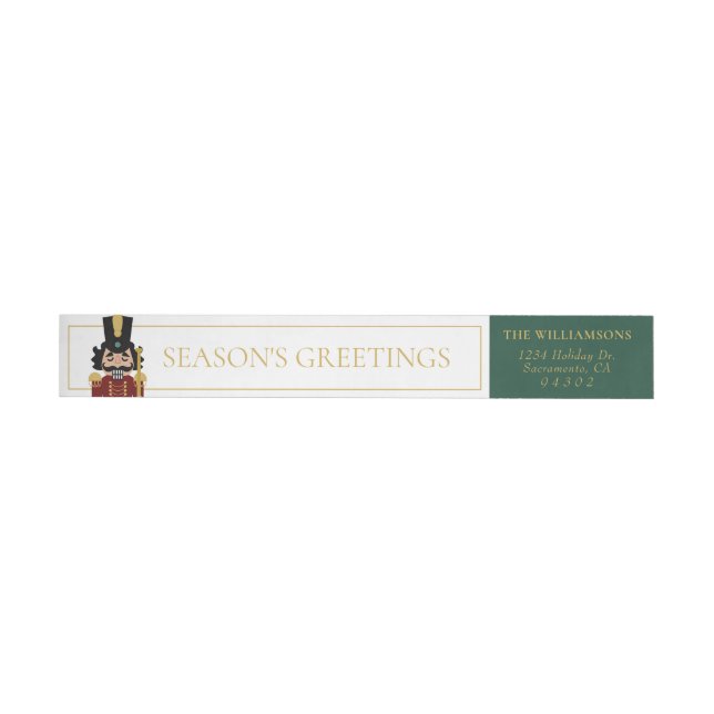 Whimsical Nutcracker in Green Wraparound Address Label (Individual)