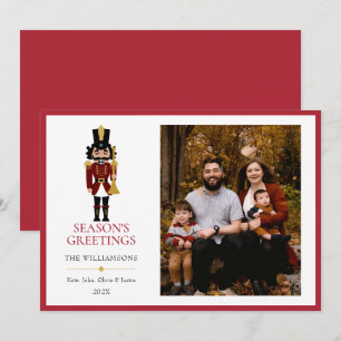 Whimsical Nutcracker in Red Flat Holiday Card