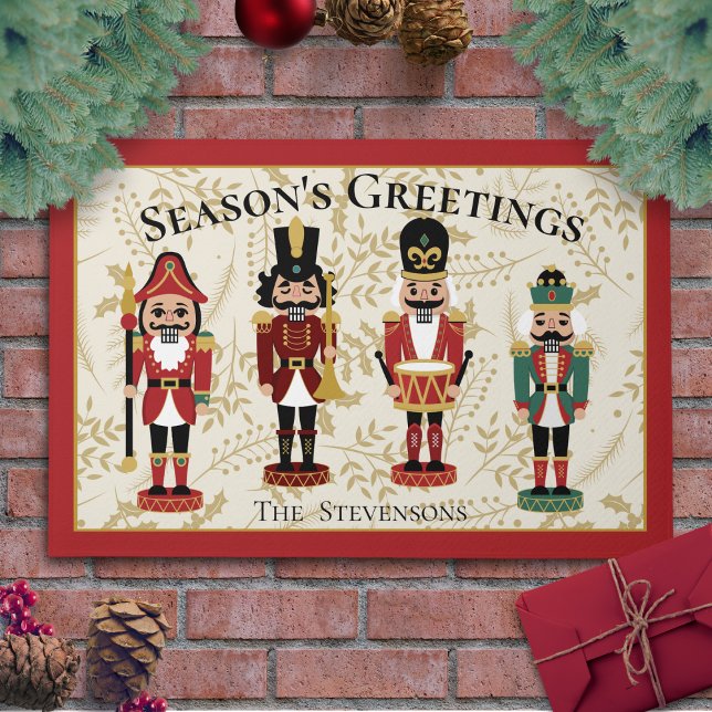 Whimsical Nutcracker Red and Beige Doormat (Creator Uploaded)