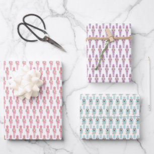 Whimsical Nutcracker Soldiers In Pastel Colours Wrapping Paper Sheet