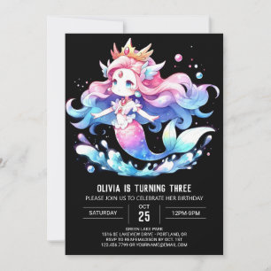 Whimsical Ocean Mermaid Birthday Invitation