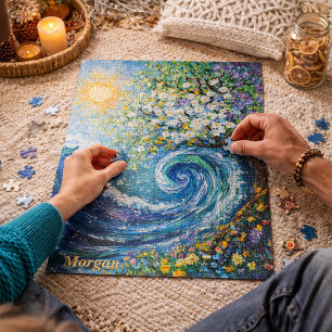 Whimsical Ocean Wave   Impressionism Painting Jigsaw Puzzle