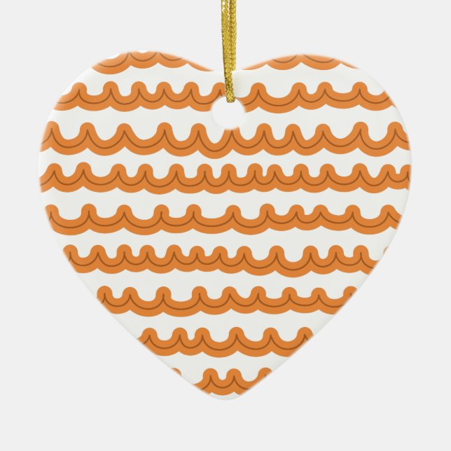 Whimsical Ocean Waves Melon Ceramic Tree Decoration (Front)