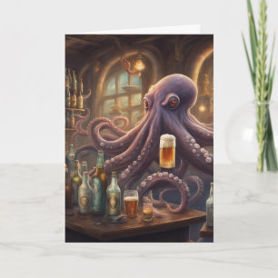 Whimsical Octopus Bartender appreciation Card