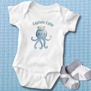Whimsical Octopus Captain Cutie  Baby Bodysuit