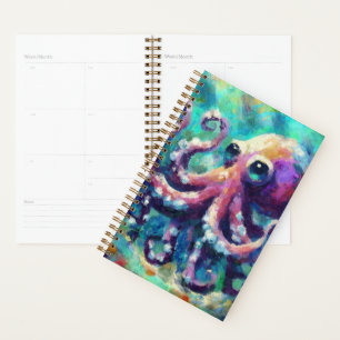 Whimsical Octopus Oil Painting Nautical Beach Planner