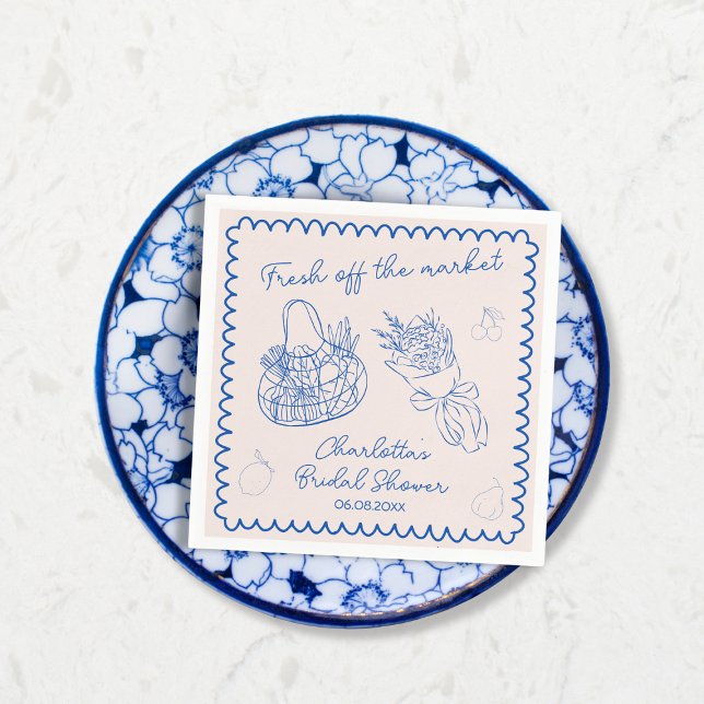 Whimsical Off The Market Hand Drawn Bridal Shower Napkin (Whimsical Off The Market Hand Drawn Bridal Shower Napkins)